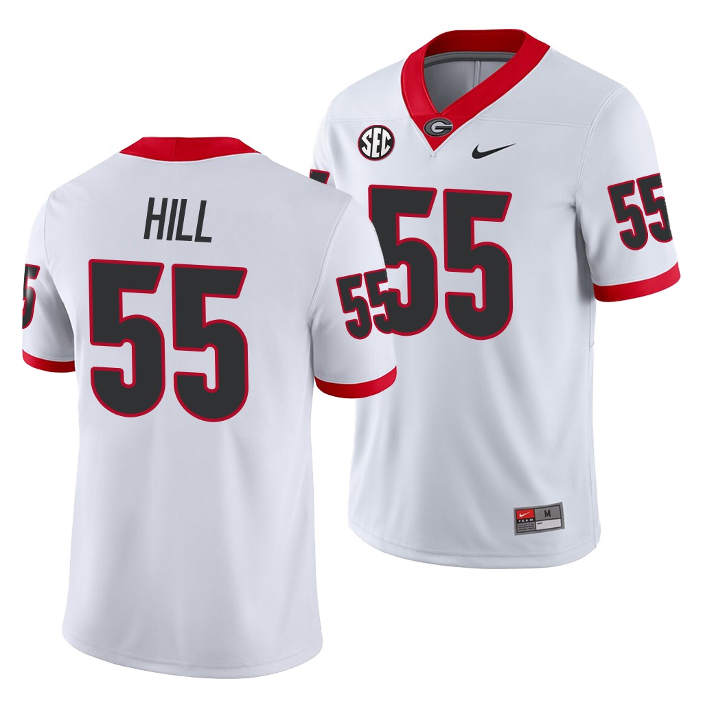 NCAA Georgia Bulldogs Trey Hill White Away Game Jersey