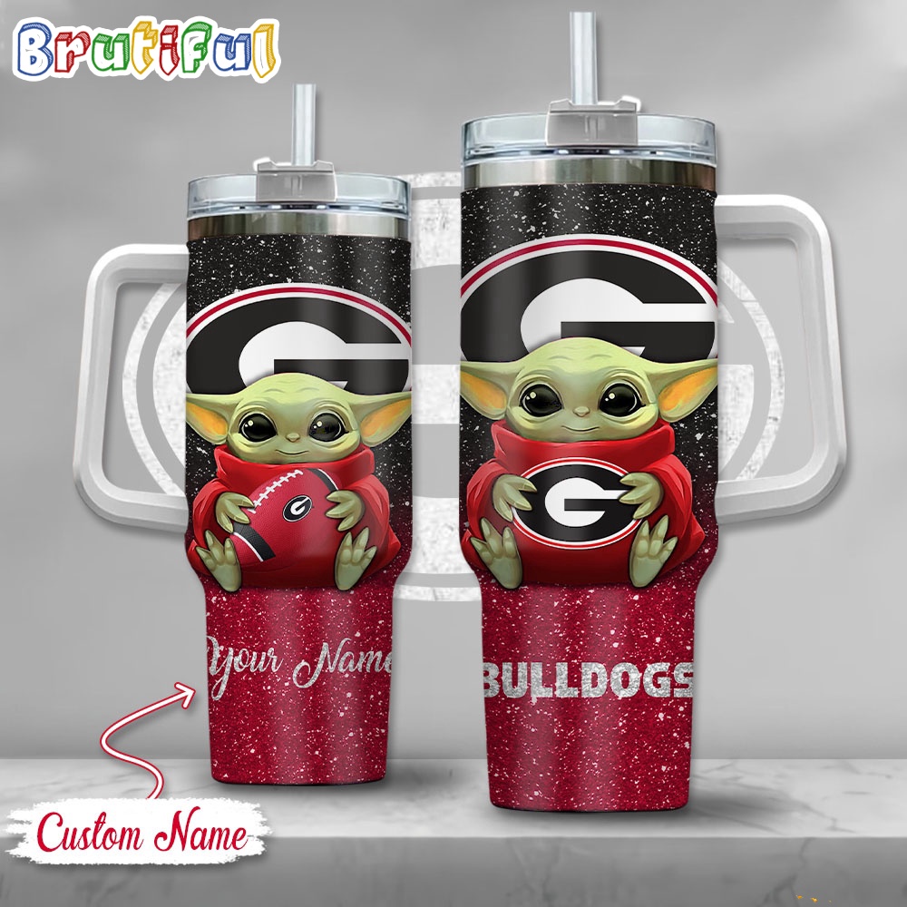 NCAA Georgia Bulldogs Tumbler Baby Yoda Customzed Handle Cup