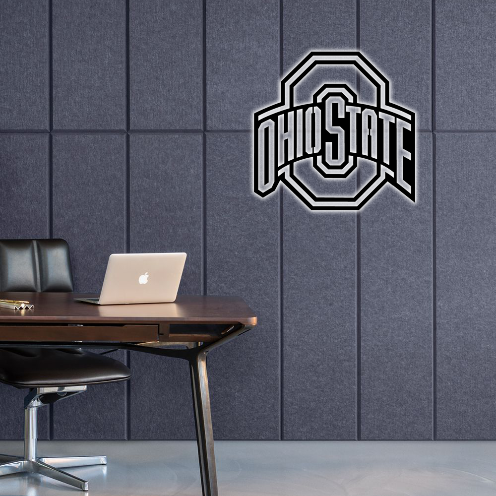 NCAA Hockey Ohio State Buckeyes Logo RGB Led Lights Metal Wall Art