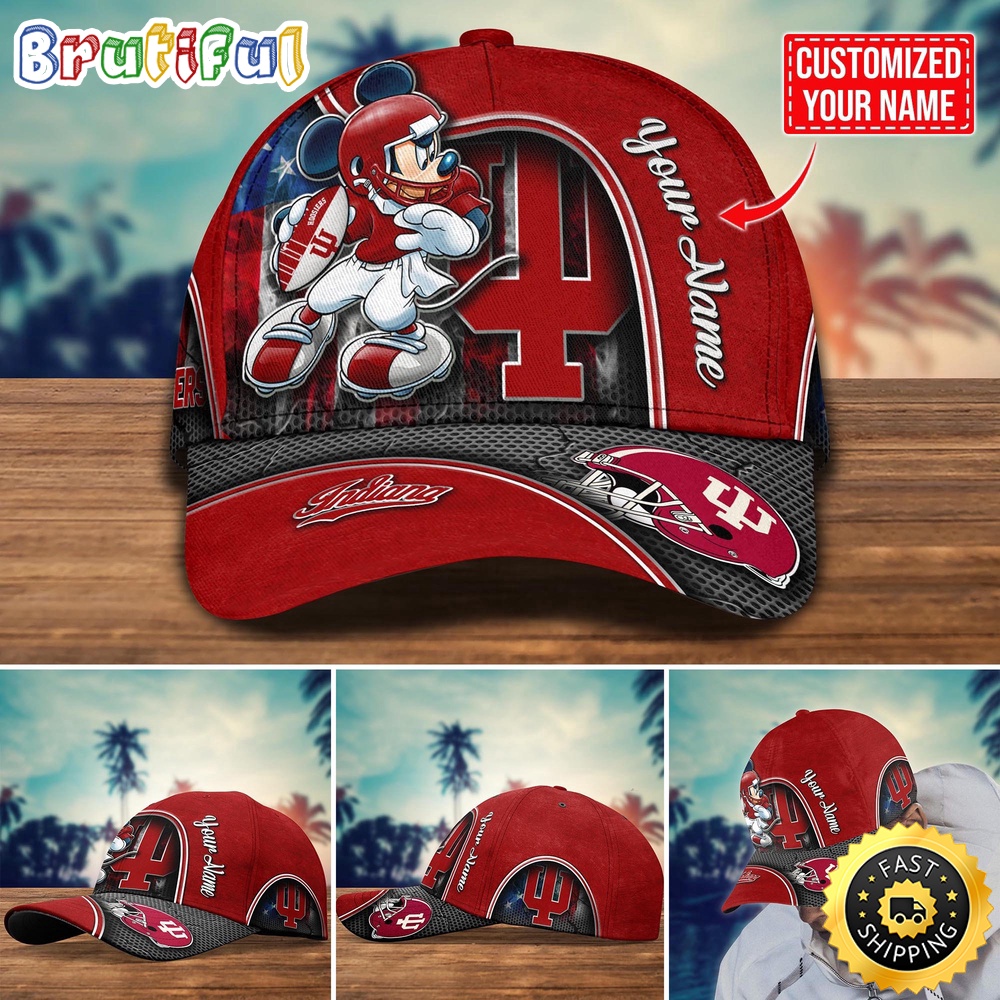 NCAA Indiana Hoosiers Baseball Cap Mickey Mouse Custom Cap For Fans