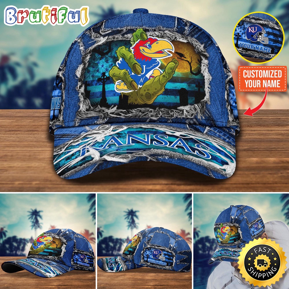 NCAA Kansas Jayhawks Baseball Cap Halloween Custom Name Cap