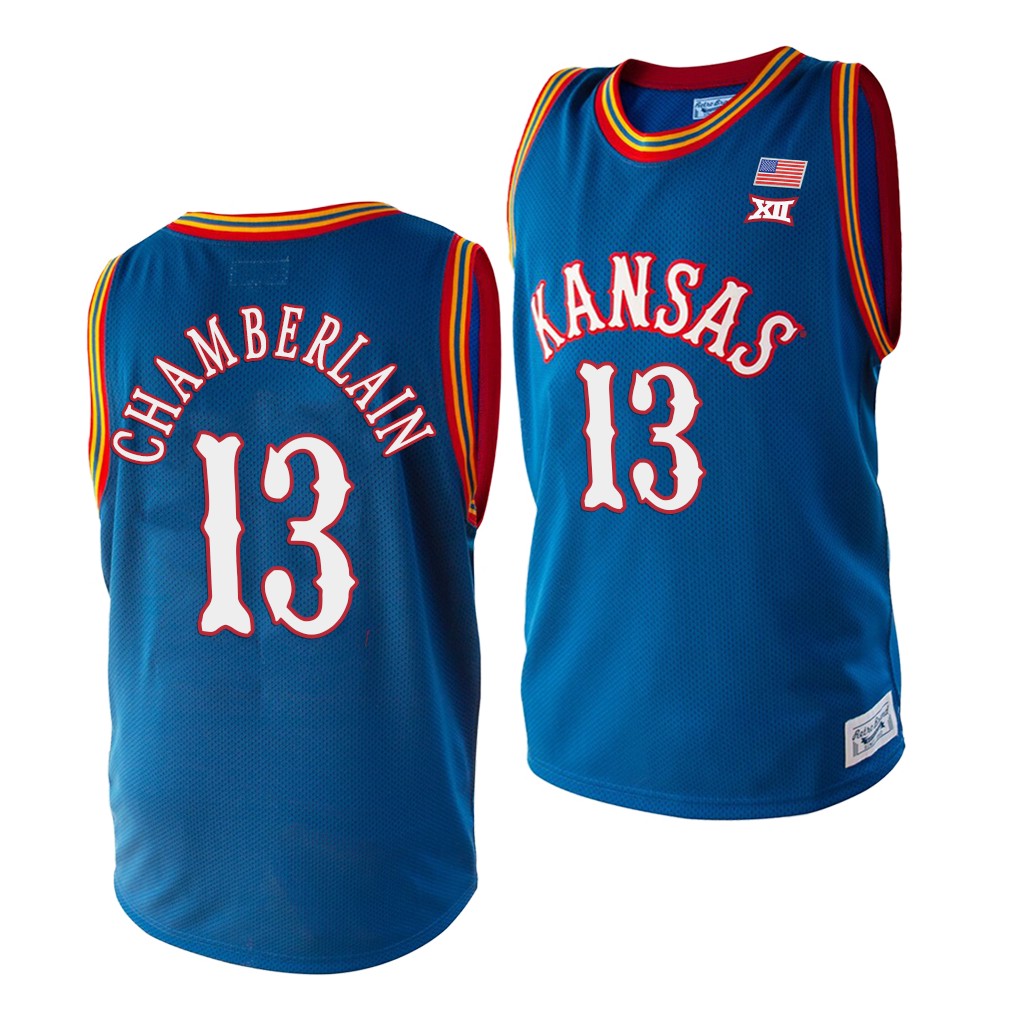 NCAA Kansas Jayhawks Wilt Chamberlain Royal College Retired Player Jersey