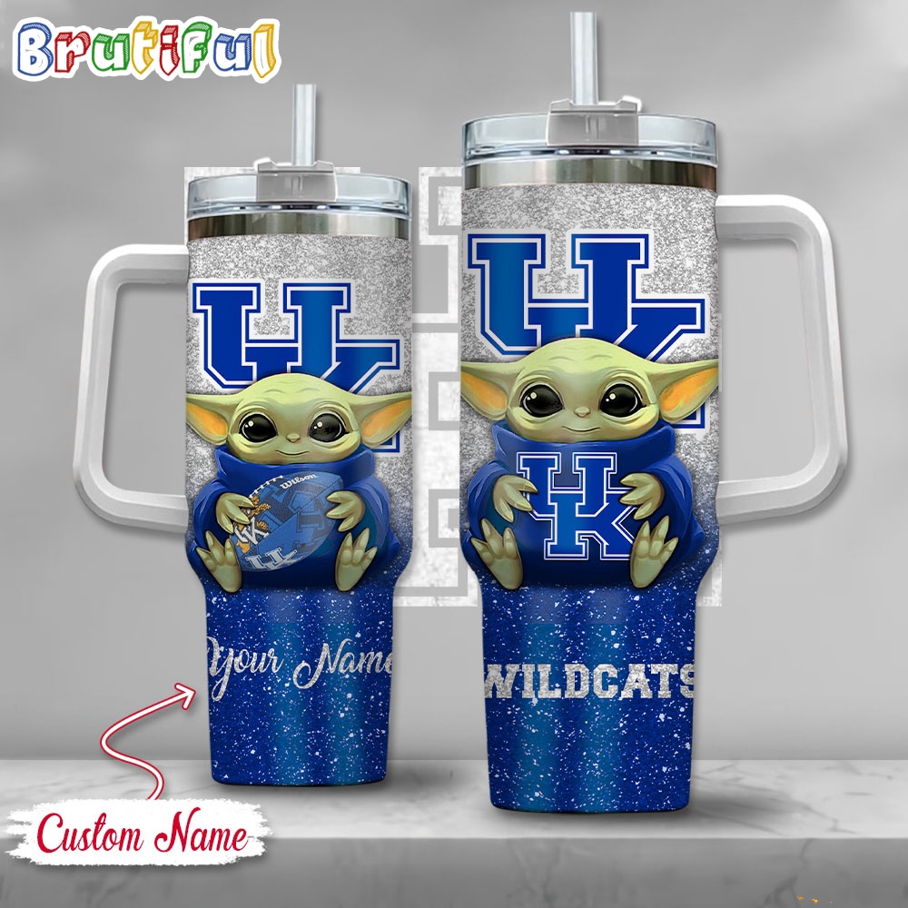 NCAA Kentucky Wildcats Tumbler Baby Yoda Customzed Handle Cup