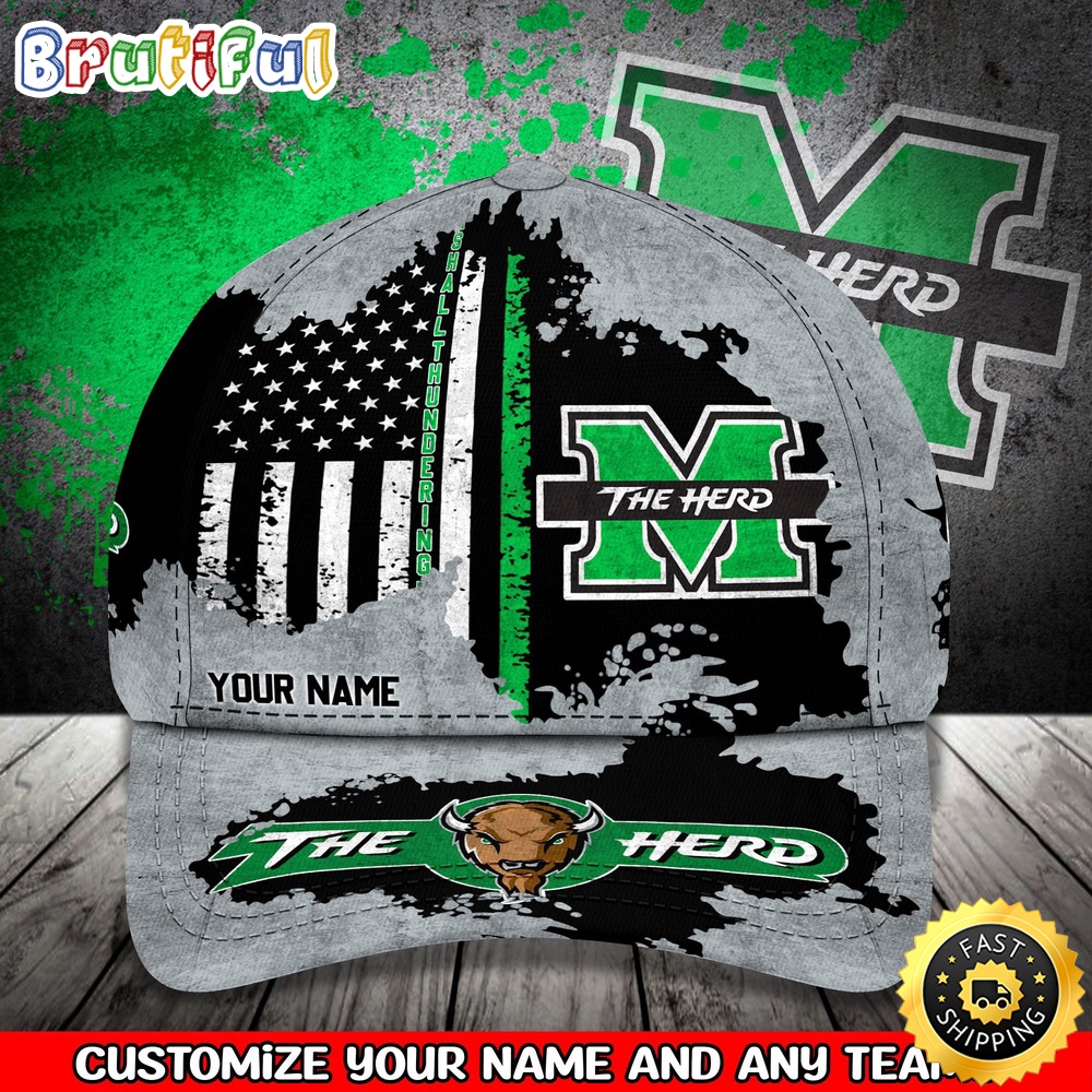 NCAA Marshall Thundering Herd Baseball Cap Your Name Custom Baseball Cap
