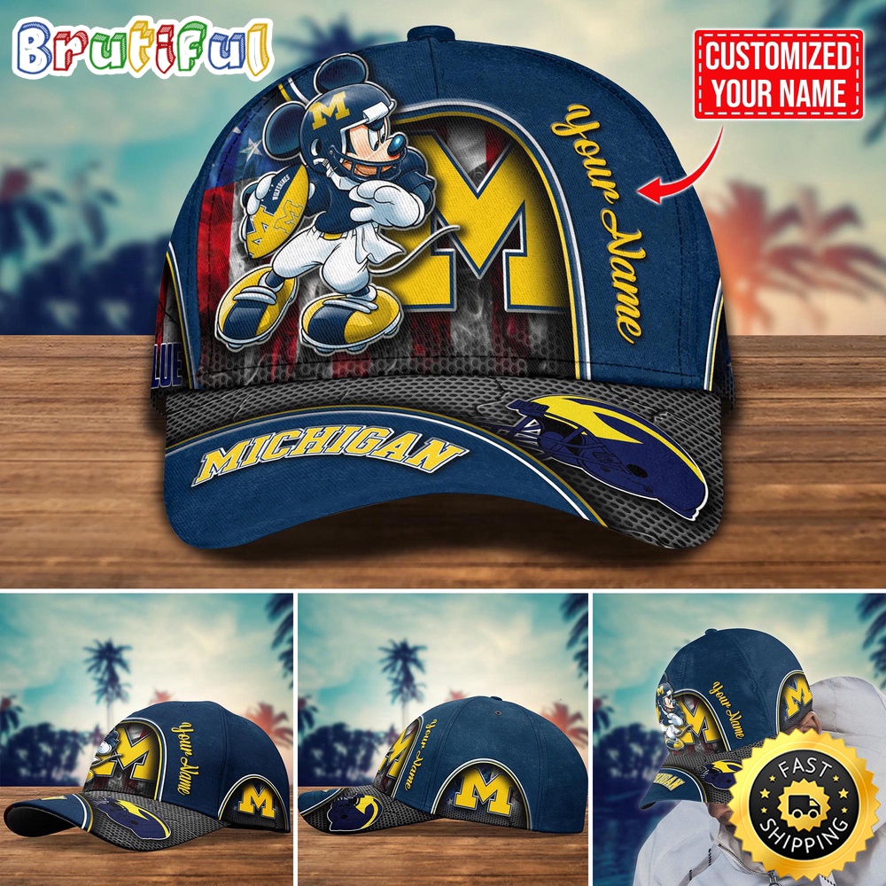 NCAA Michigan Wolverines Baseball Cap Mickey Mouse Custom Cap For Fans