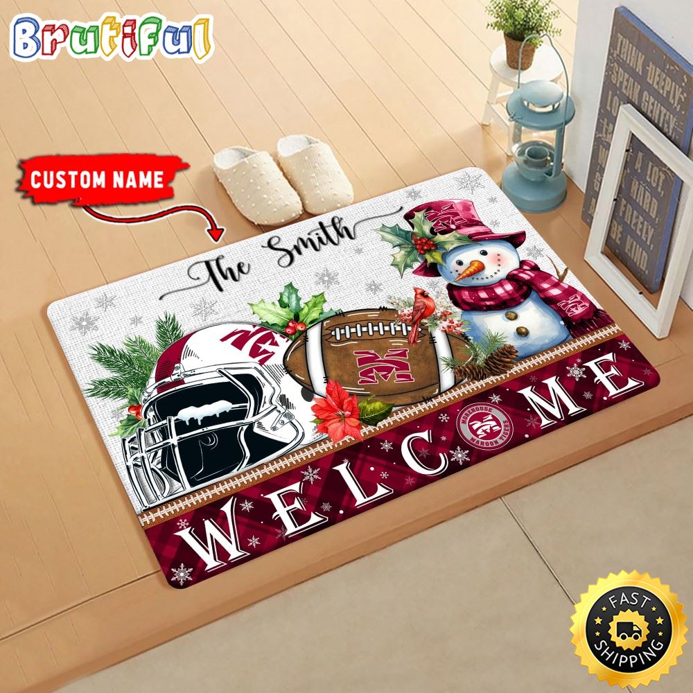 NCAA Morehouse Maroon Tigers Doormat Welcome Christmas Custom Name Football Doormat