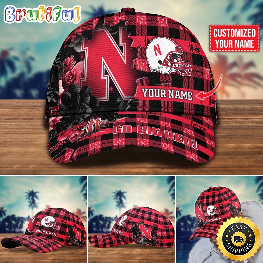 NCAA Nebraska Cornhuskers Baseball Cap Flower Custom Name Cap