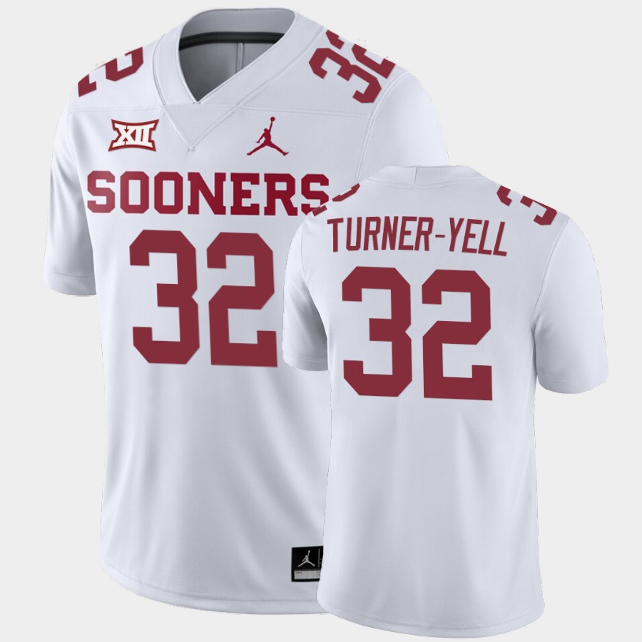 NCAA Oklahoma Sooners Delarrin Turner-Yell White Away Game Jersey