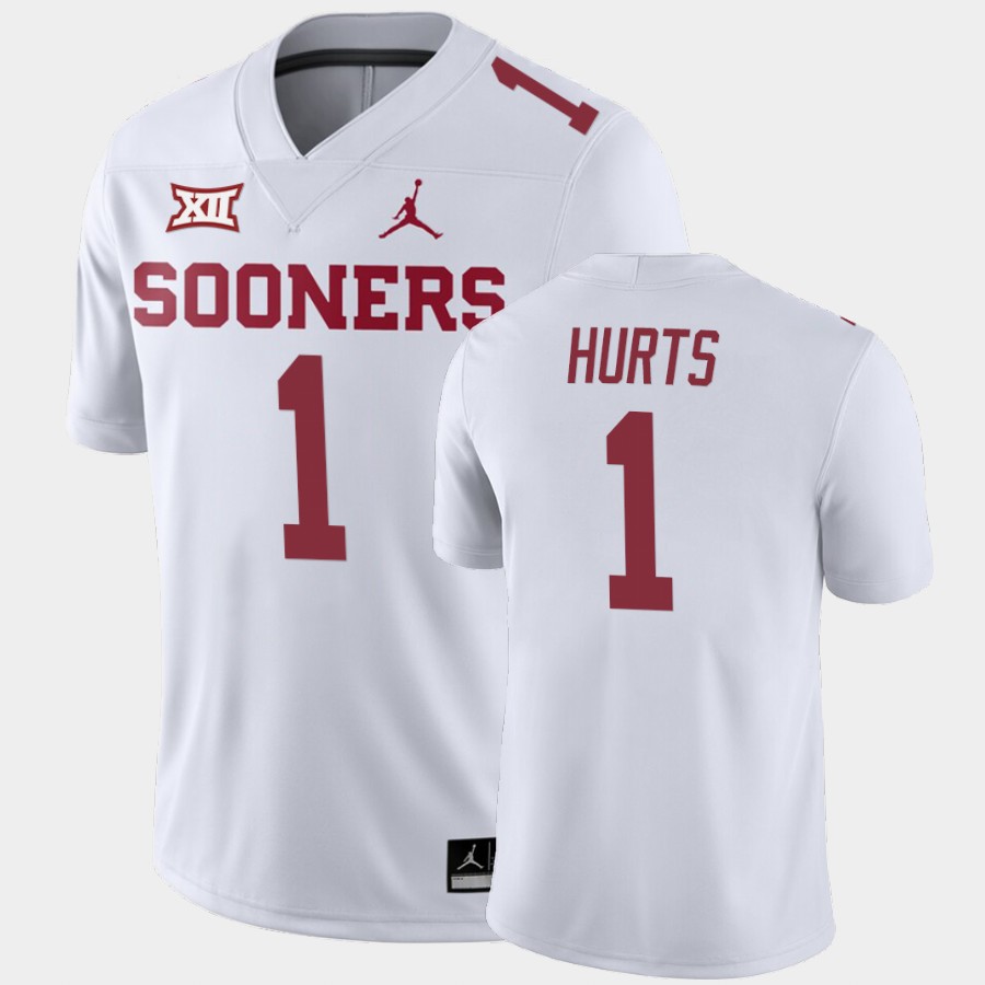 NCAA Oklahoma Sooners Jalen Hurts White Away Game Jersey