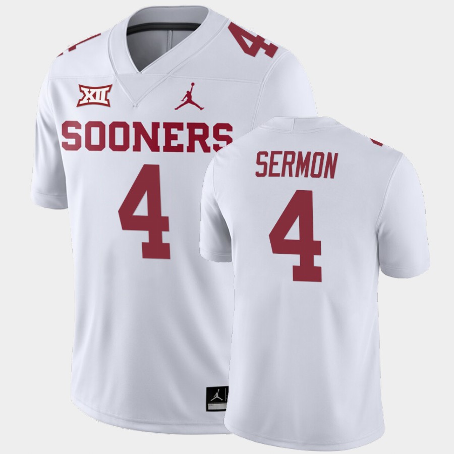 NCAA Oklahoma Sooners Trey Sermon White Away Game Jersey