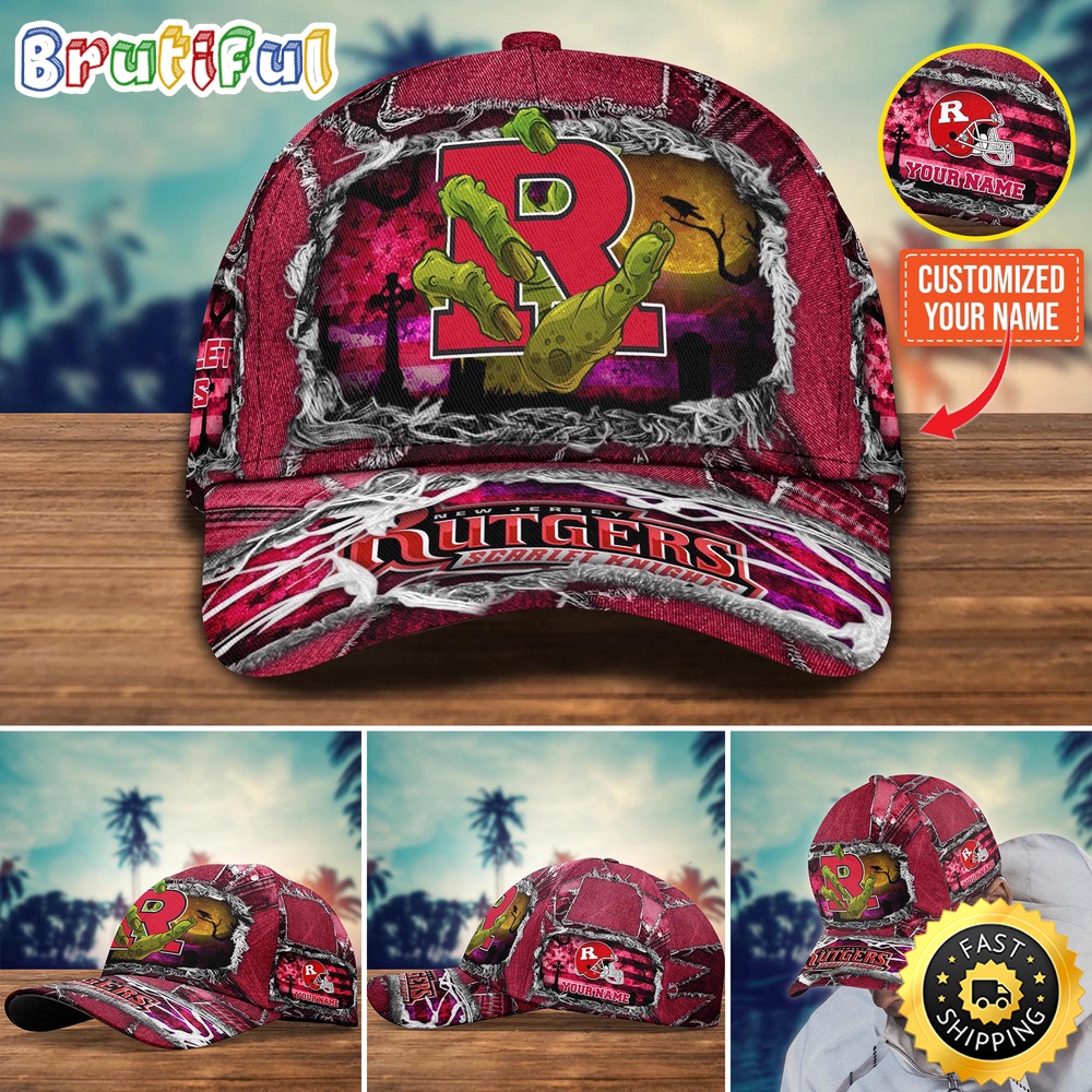 NCAA Rutgers Scarlet Knights Baseball Cap Halloween Custom Name Cap