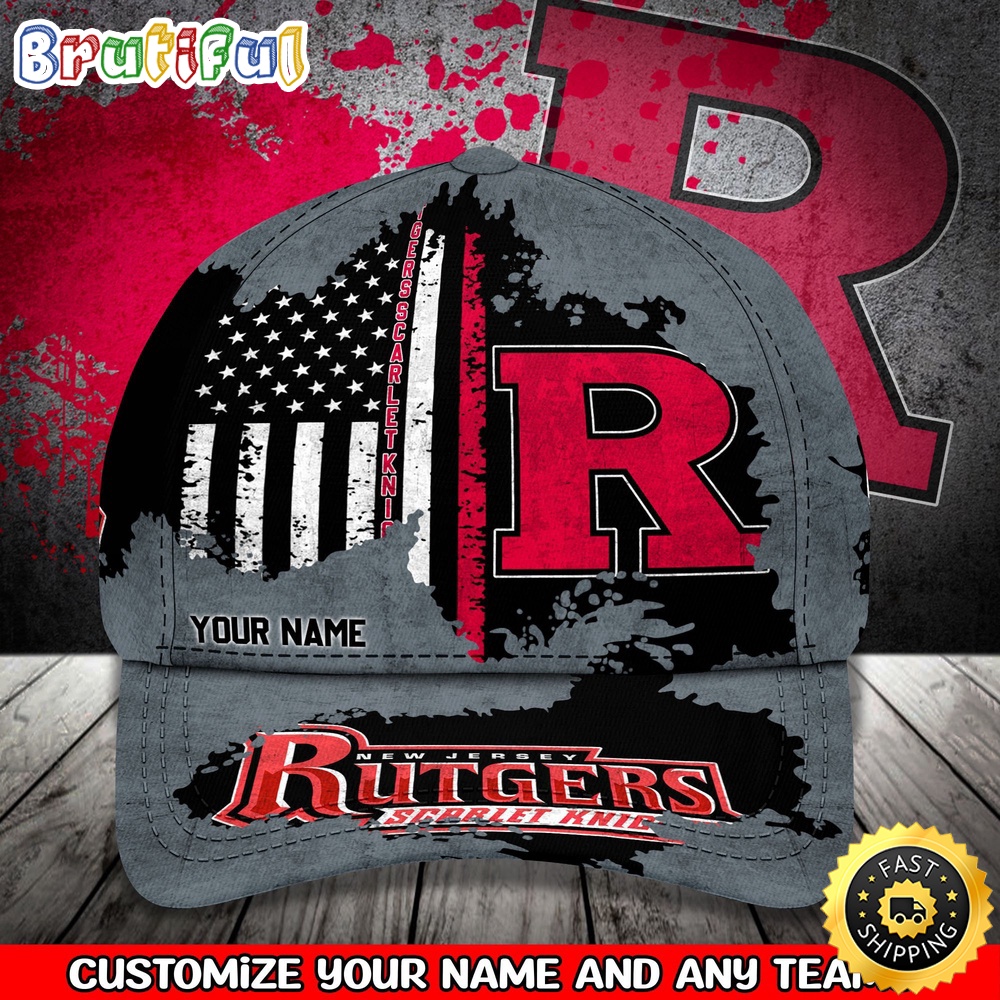 NCAA Rutgers Scarlet Knights Baseball Cap Your Name Custom Baseball Cap