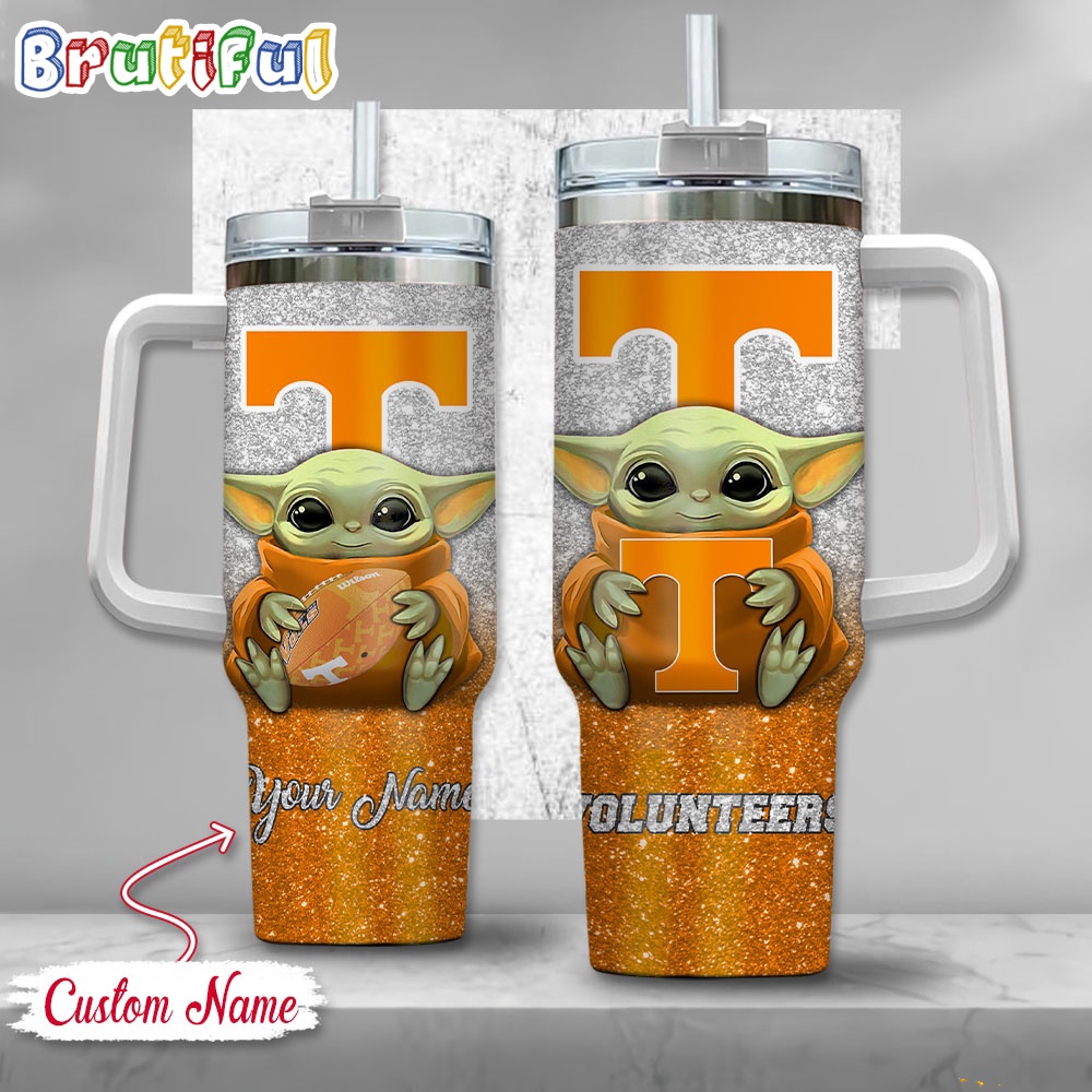 NCAA Tennessee Volunteers Tumbler Baby Yoda Customzed Handle Cup