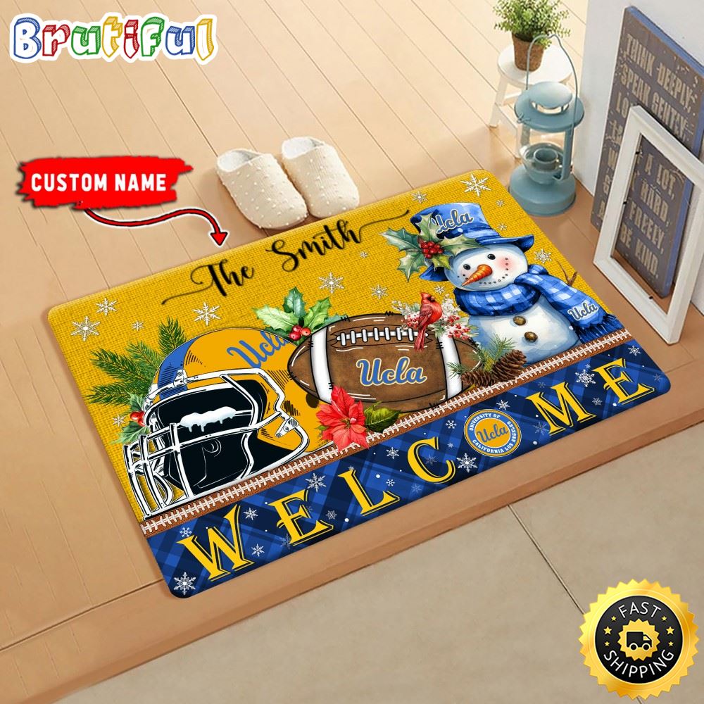 NCAA UCLA  Doormat Welcome Christmas Custom Name Football Doormat