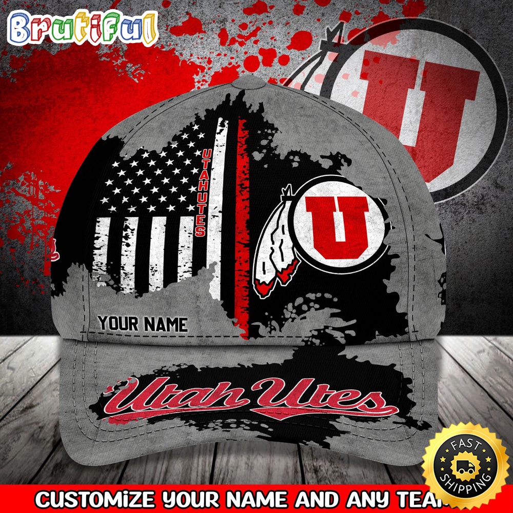 NCAA Utah Utes Baseball Cap Your Name Custom Baseball Cap