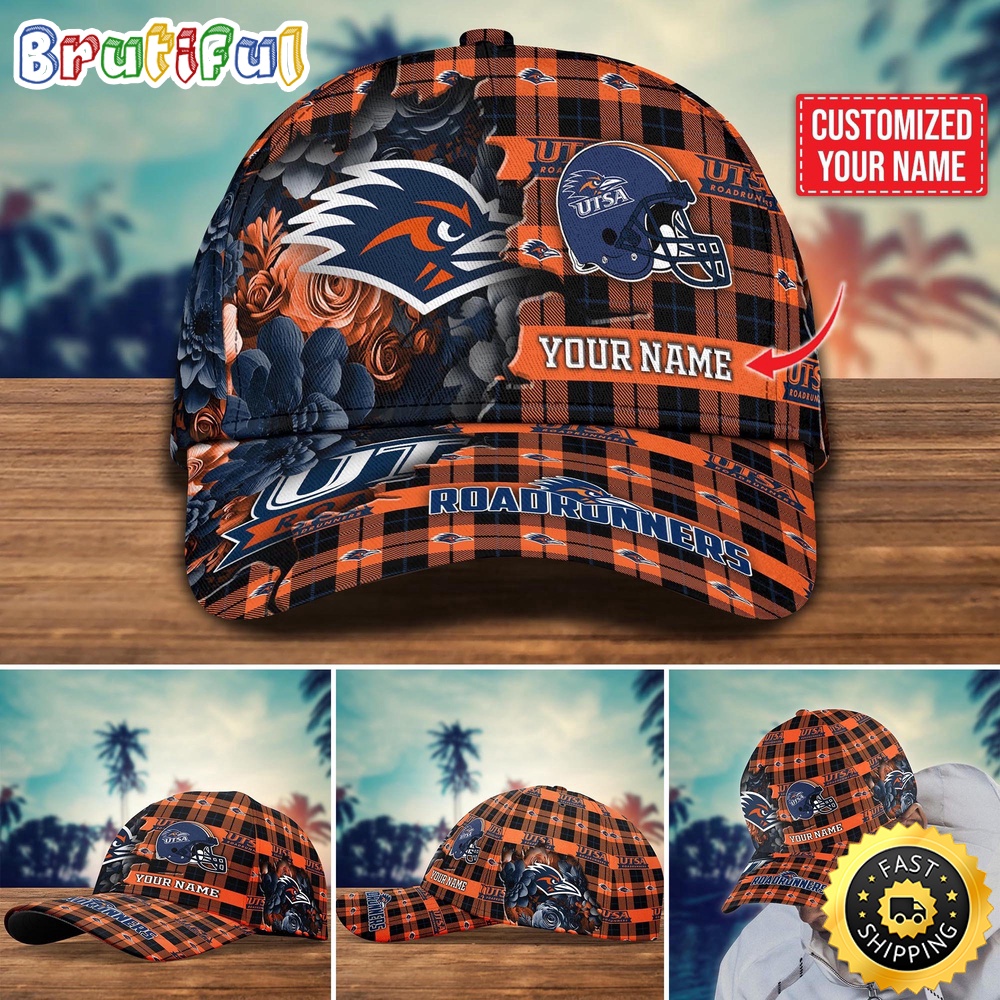 NCAA UTSA Roadrunners Baseball Cap Flower Custom Name Cap