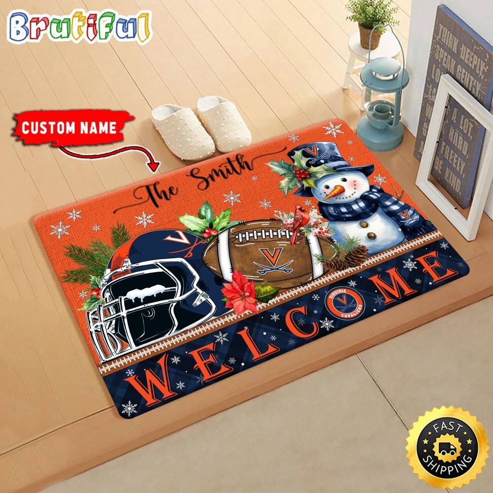 NCAA Virginia Cavaliers Doormat Welcome Christmas Custom Name Football Doormat