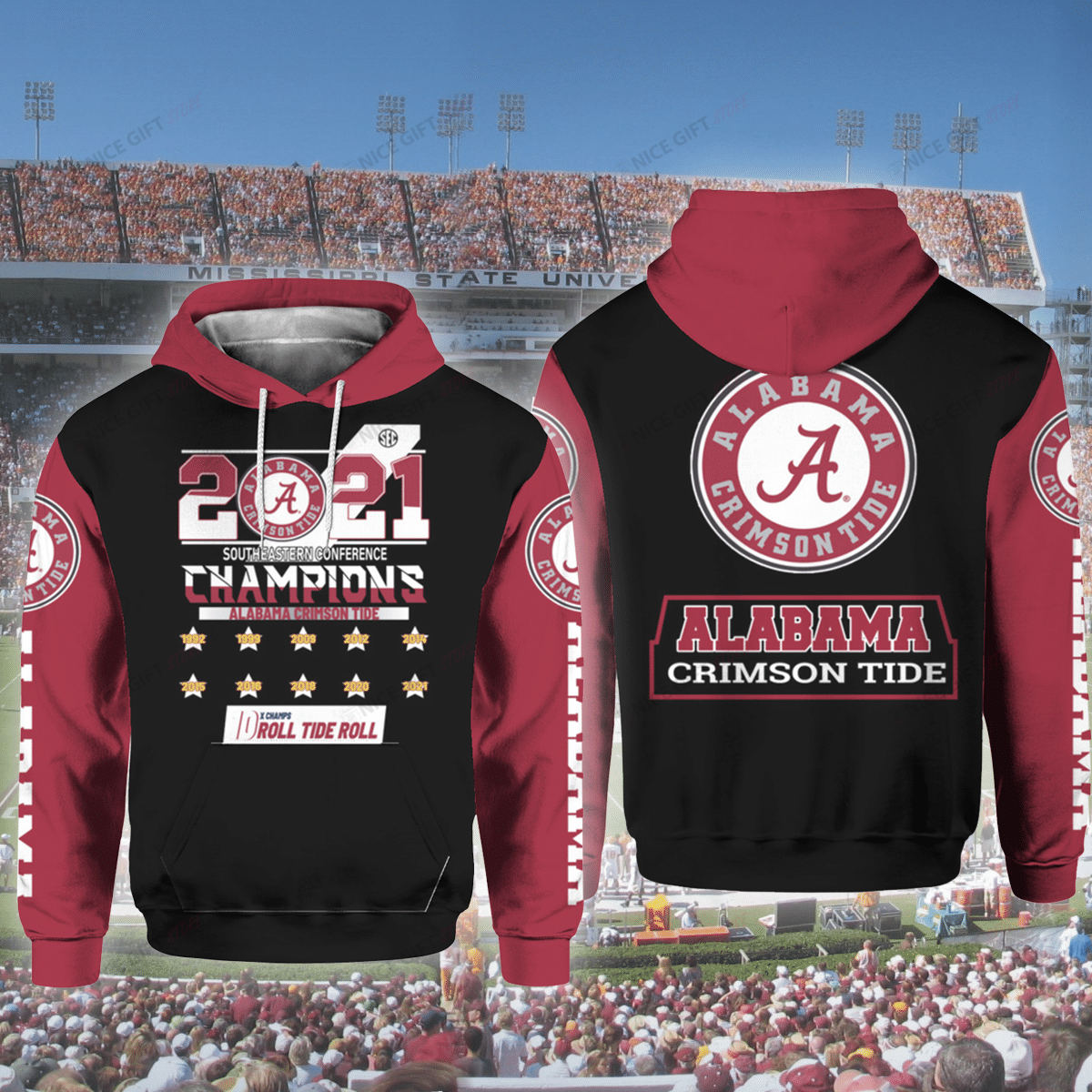 NCAAF Alabama Crimson Tide 2021 Southeastern Conference Champions 3D Hoodie Gift For Fans