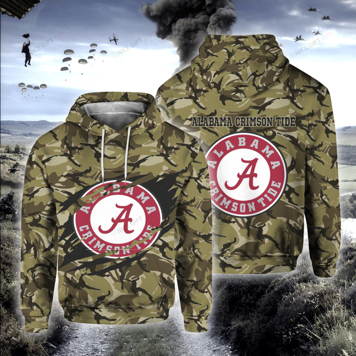 NCAAF Alabama Crimson Tide Camouflage 3D Hoodie Gift For Fans
