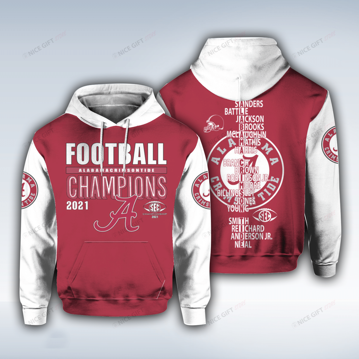 NCAAF Alabama Crimson Tide Champions 2021 3D Hoodie Gift For Fans