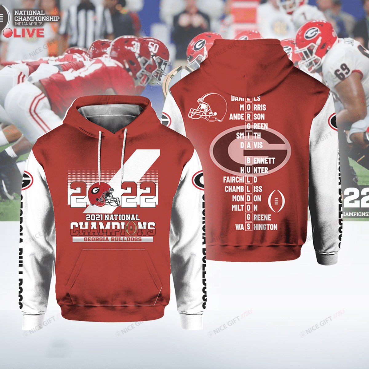 NCAAF Georgia Bulldogs National Champions 2021 3D Hoodie Gift For Fans