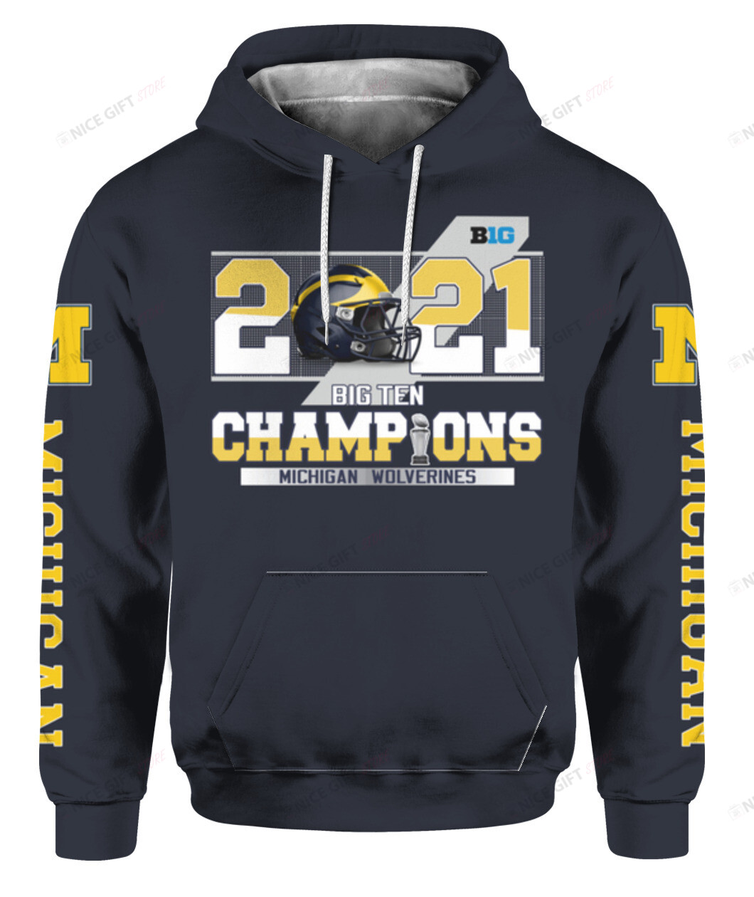 NCAAF Michigan Wolverines 2021 Big Ten Champions 3D Hoodie Gift For Fans