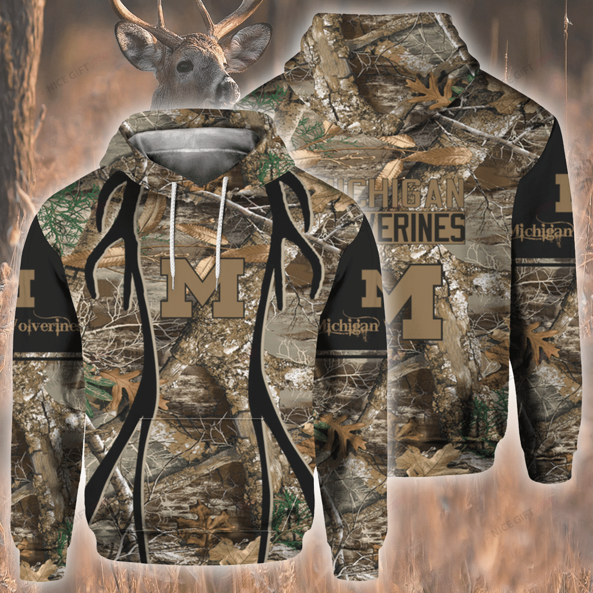 NCAAF Michigan Wolverines Hunting 3D Hoodie Gift For Fans