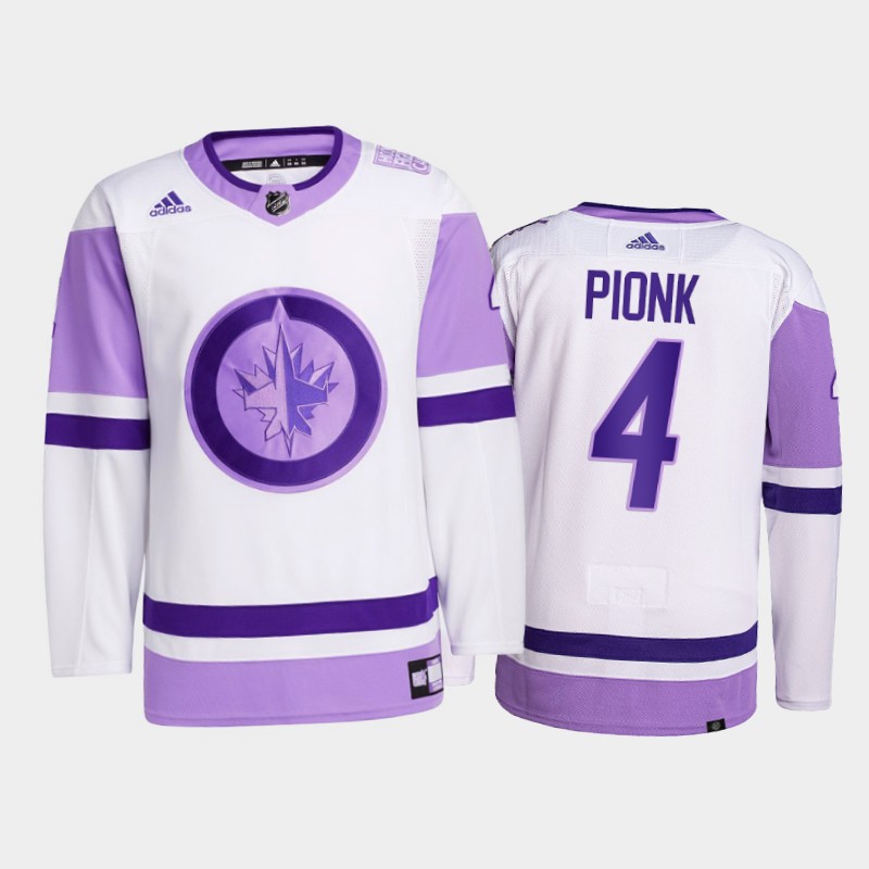 Neal Pionk #4 Winnipeg Jets 2021 FightsCancer White Primegreen Jersey