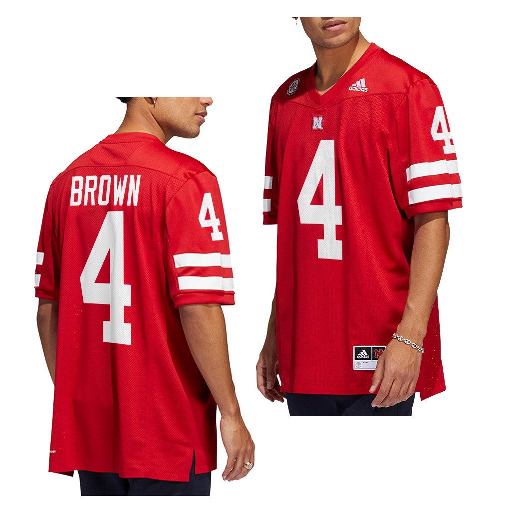 Nebraska Huskers Alante Brown Jersey 2022-23 College Red #4 Icon Men's Shirt