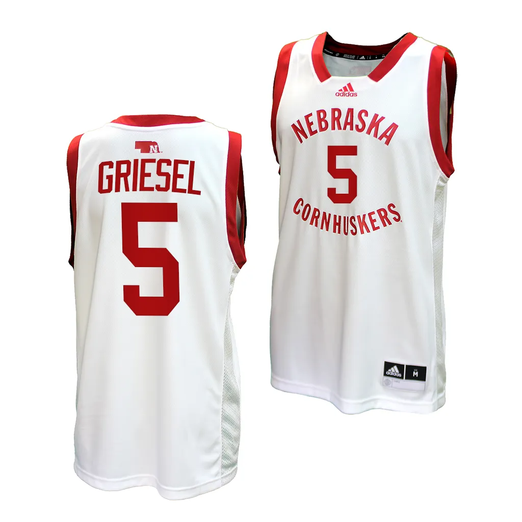 Nebraska Huskers Sam Griesel College Home uniform White #5 Jersey 2022-23