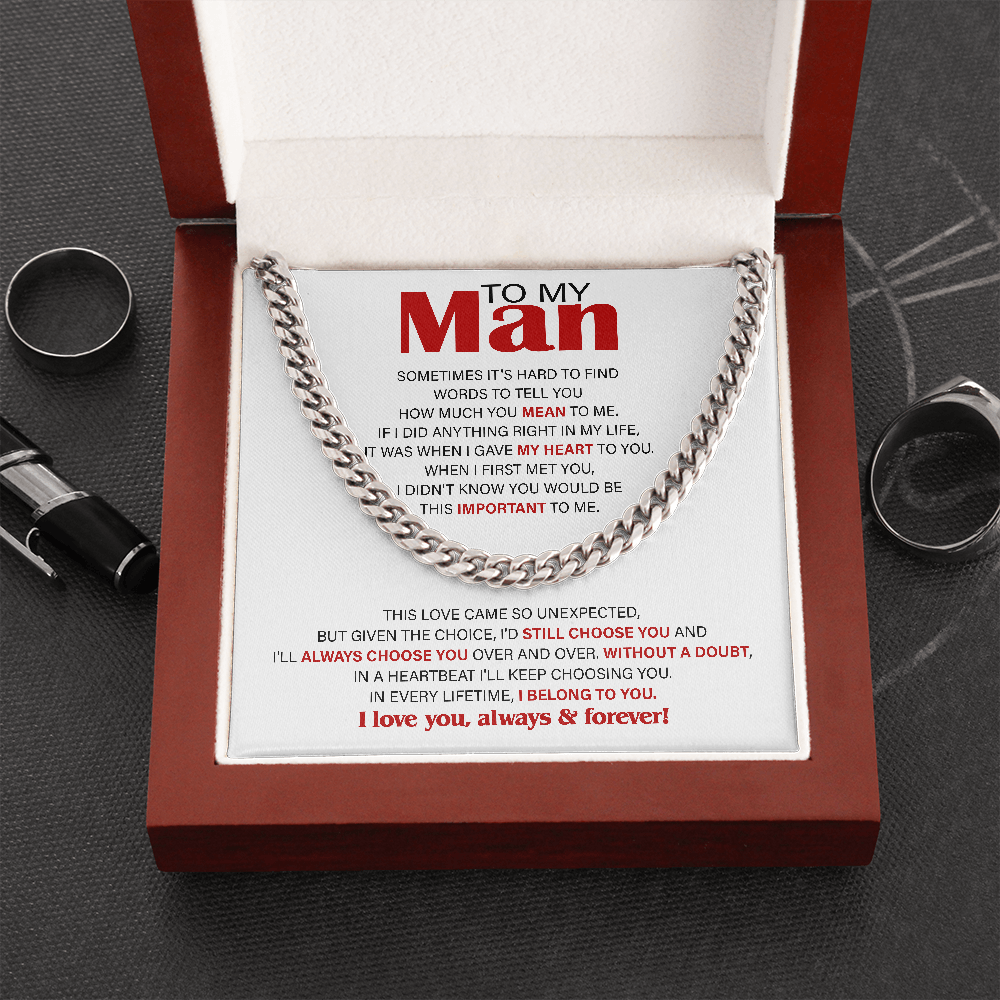 Necklace for Man – I belong to you, Birthday Gift, Anniversary, Father’s Day Gift, Necklace for Man, Cuban Link Chain Necklace