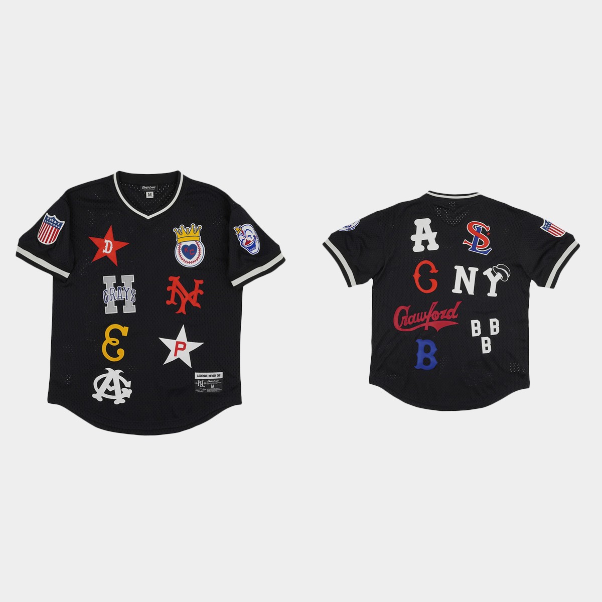 Negro League Rings And Crwns Mesh Jersey - Black