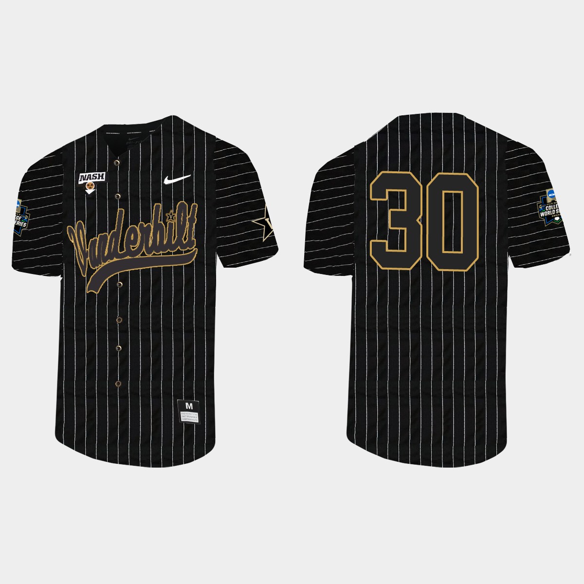 Nelson Berkwich Vanderbilt Commodores 2021 College World Series Pinstripe Jersey - Black