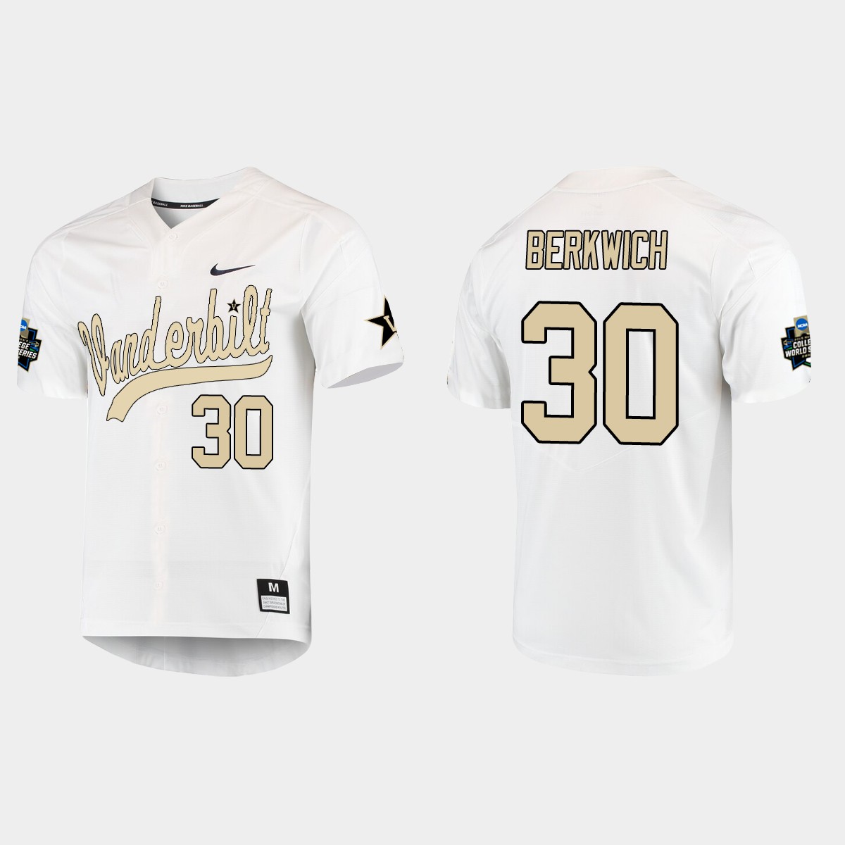 Nelson Berkwich Vanderbilt Commodores College World Series Jersey - White