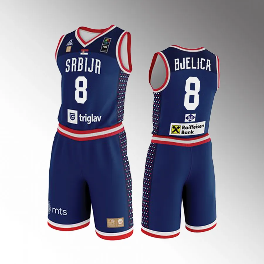 Nemanja Bjelica Serbia 2023 FIBA World Cup Navy Jersey Shorts Set #8