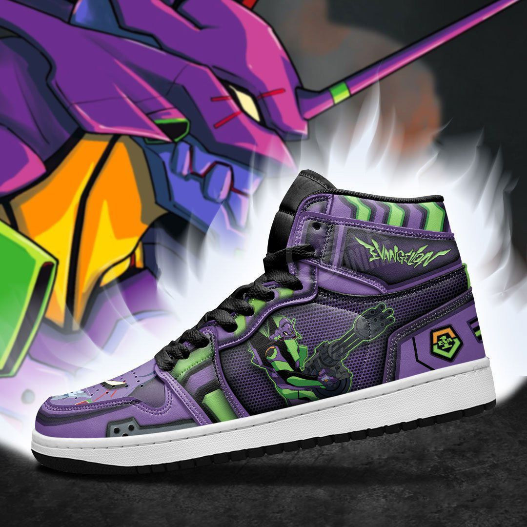 Neon Genesis Evangelion Unit-01 Anime 1 High Top Air Jordan Sneaker, Air Jordan Hightop
