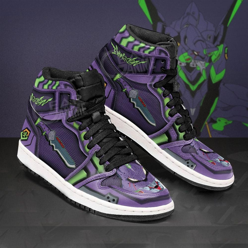 Neon Genesis Evangelion Unit-01 Anime 2 High Top Air Jordan Sneaker, Air Jordan Hightop