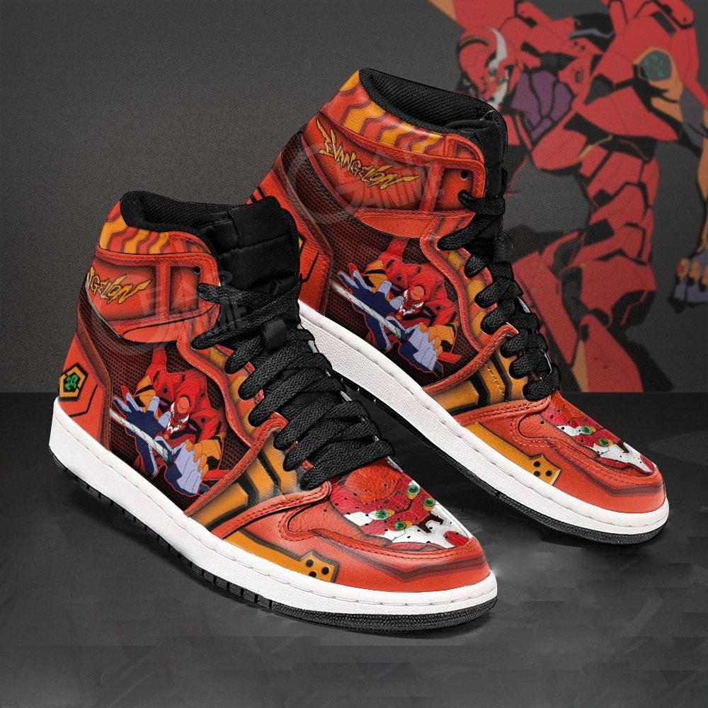 Neon Genesis Evangelion Unit-02 Anime 1 High Top Air Jordan Sneaker, Air Jordan Hightop