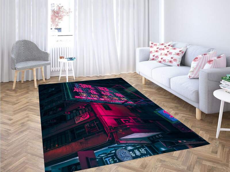 Neon Light Aesthetic Carpet Rectangle Rug