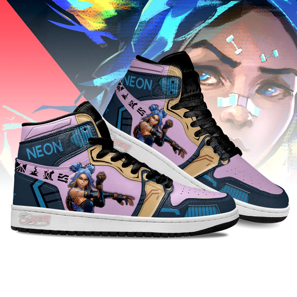 Neon Valorant Agent JD Sneakers Shoes For Gamer, Air Jordan Hightop