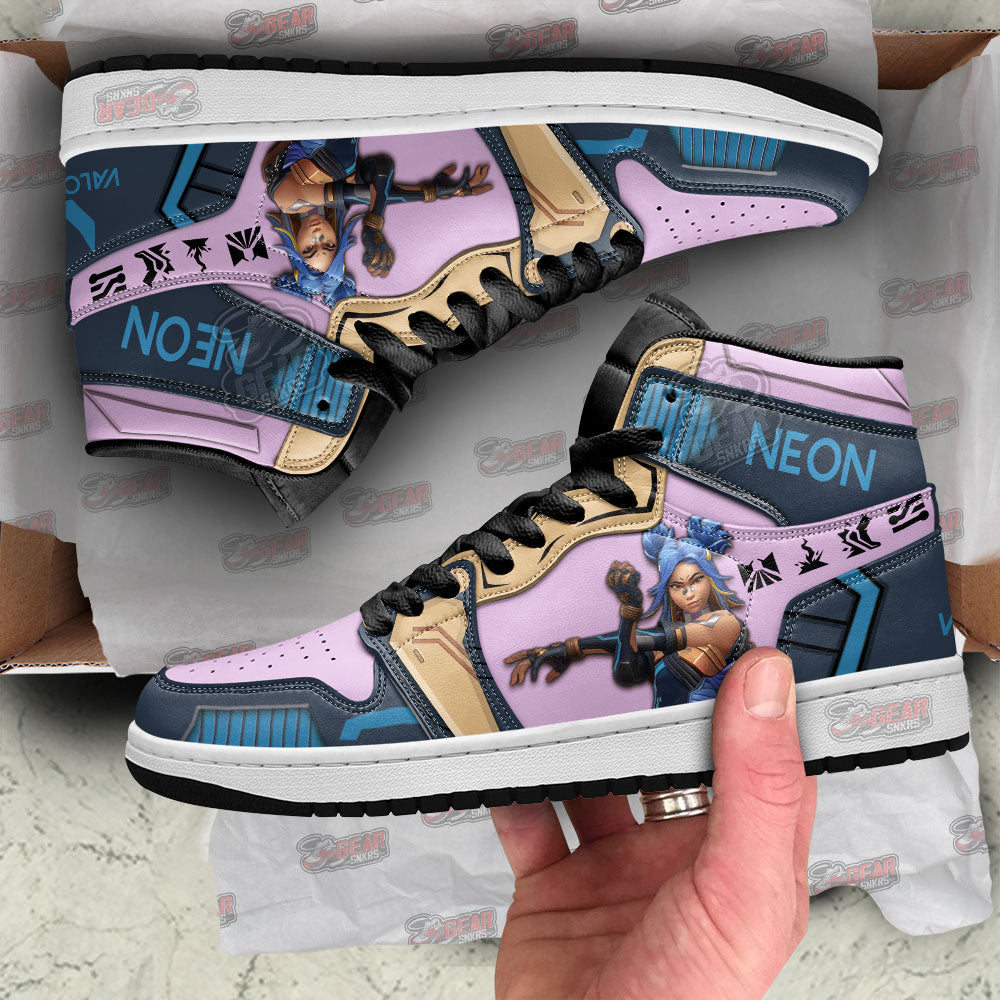 Neon Valorant Agent JD Sneakers Shoes For Gamer, Air Jordan Hightop