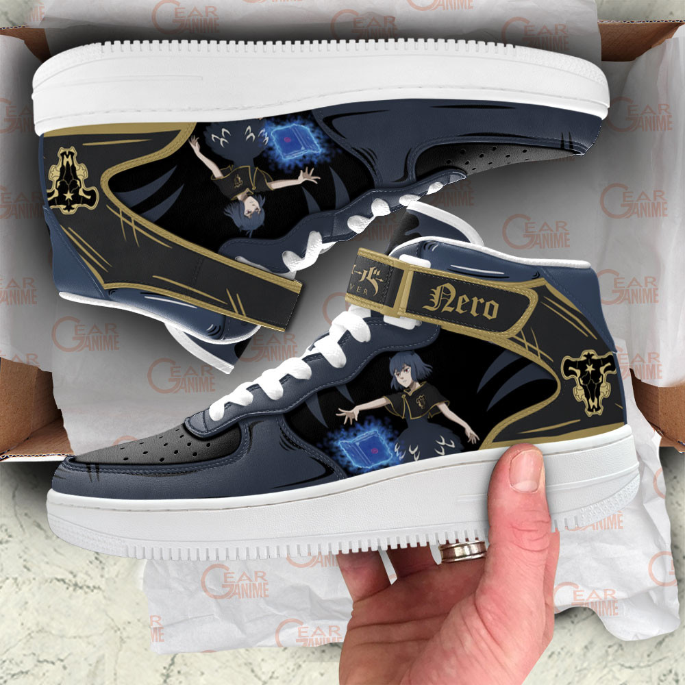 Nero Sneakers Air Mid Custom Black Clover Anime Shoes