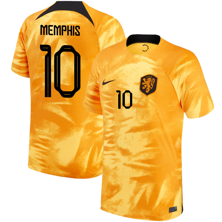 Netherlands National Team 2022-23 Memphis Depay 10 Qatar World Cup Home Men Soccer Jersey
