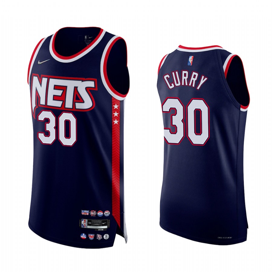 Nets #30 Seth Curry Navy Jersey City Edition 2022
