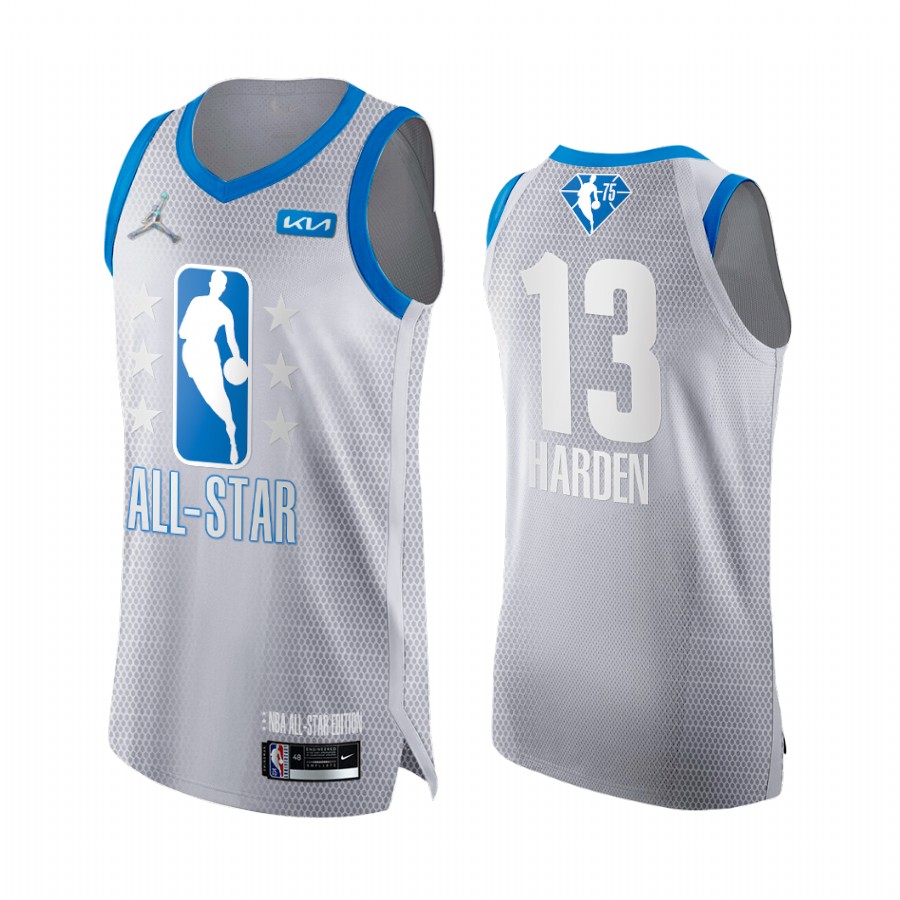 Nets James Harden 2022 All-Star Jersey Grey Blue NBA 75th Uniform