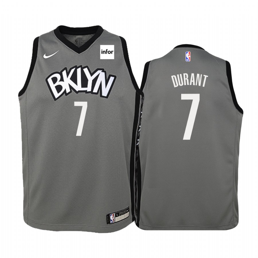 Nets Kevin Durant 2019-20 Youth Statement Gray Jersey