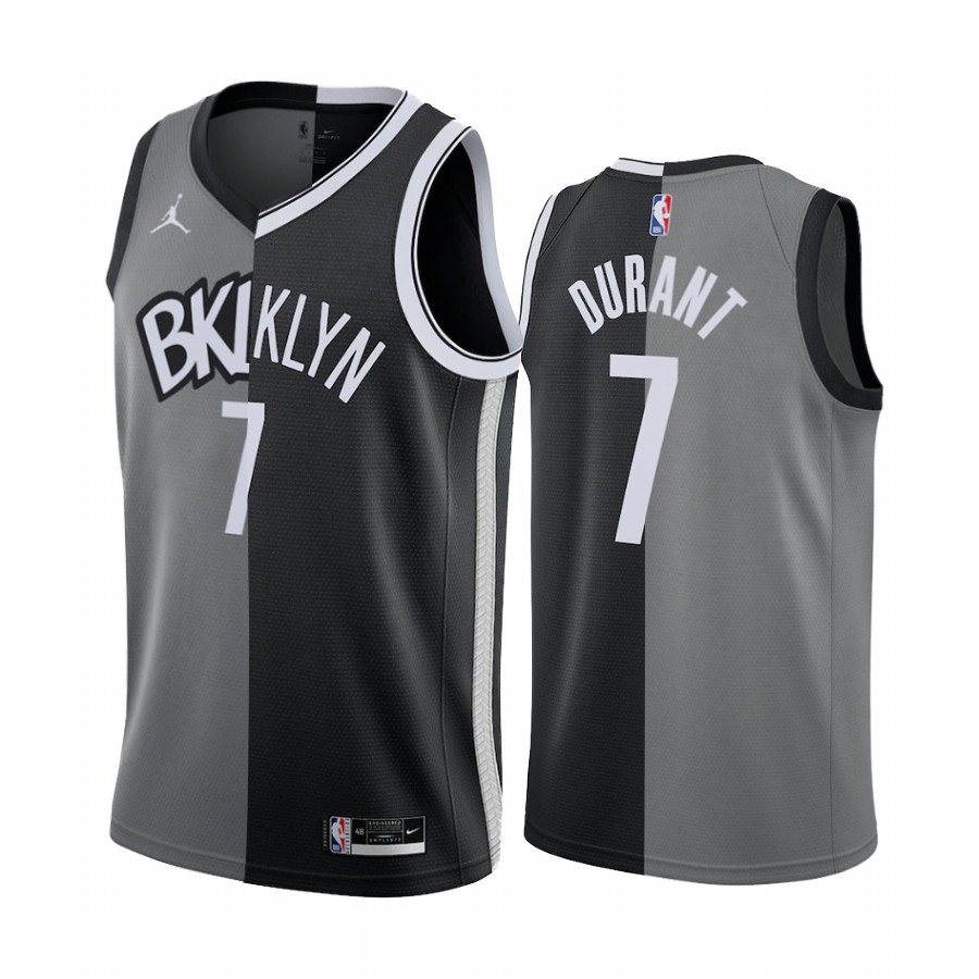 Nets Kevin Durant 2021-22 Split Edition Gray Black Jersey Big Scorer