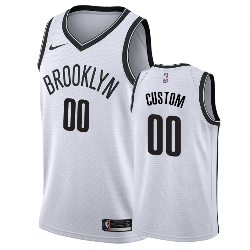 Nets Male Custom #00 Association White Jersey
