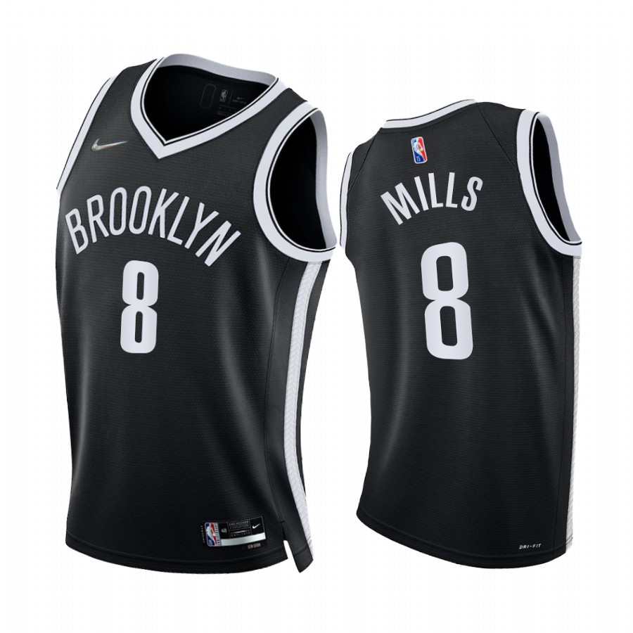 Nets Patty Mills 75th Diamond Anniversary Black #8 Jersey 2021-22