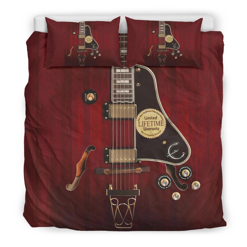 New! Red Electric Guitar 3D Customized Duvet Cover Bedding Set